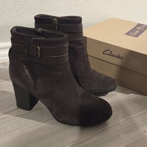 Clarks Dark Brown Ankle Booties